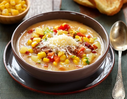 Chorizo, Grilled Corn and Potato Chowder